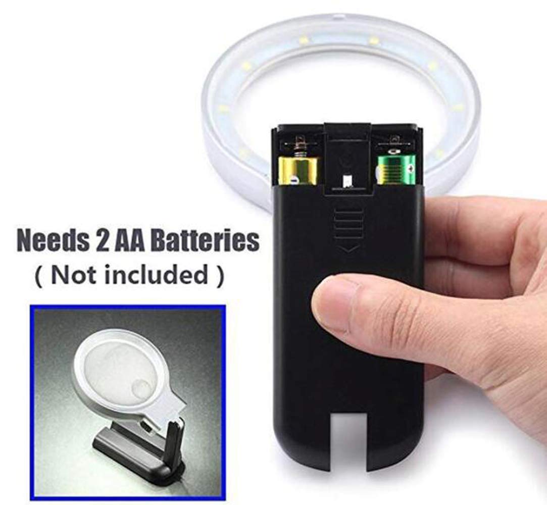 Lupa z podświetleniem LED, bez użycia rąk, z lekkim stojakiem - 3x 4,5x duża przenośna lupa podświetlana do czytania, kontroli, lutowania, robótek ręcznych, napraw, hobby i (kolor: A) charitable