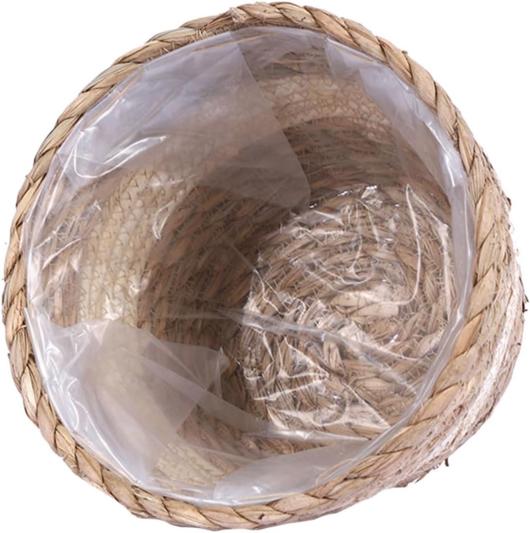 CLISPEED Seagrass Planter Basket Woven Plant Pot Indoor Outdoor Decorative Vine Woven Flowerpot Large Rattan round Wicker Basket for Succulent and Plant Containers
