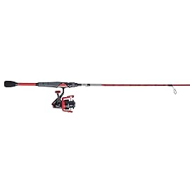 Abu Garcia 66 Max X Fishing Rod and Reel Spinning Combo, 3 +1 Ball Bearings with Lightweight Graphite Body & Rotor, Rocket Line Management System, Red, 30 - 6\'6 - Medium - 2pc
