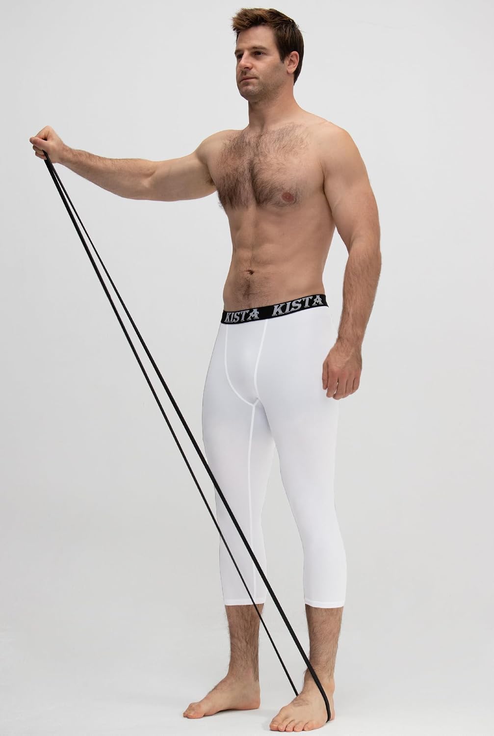 KISTA 2 Pack Men's 3/4 Compression Pants, Running Workout Tights, Cool Dry Capri Athletic Leggings