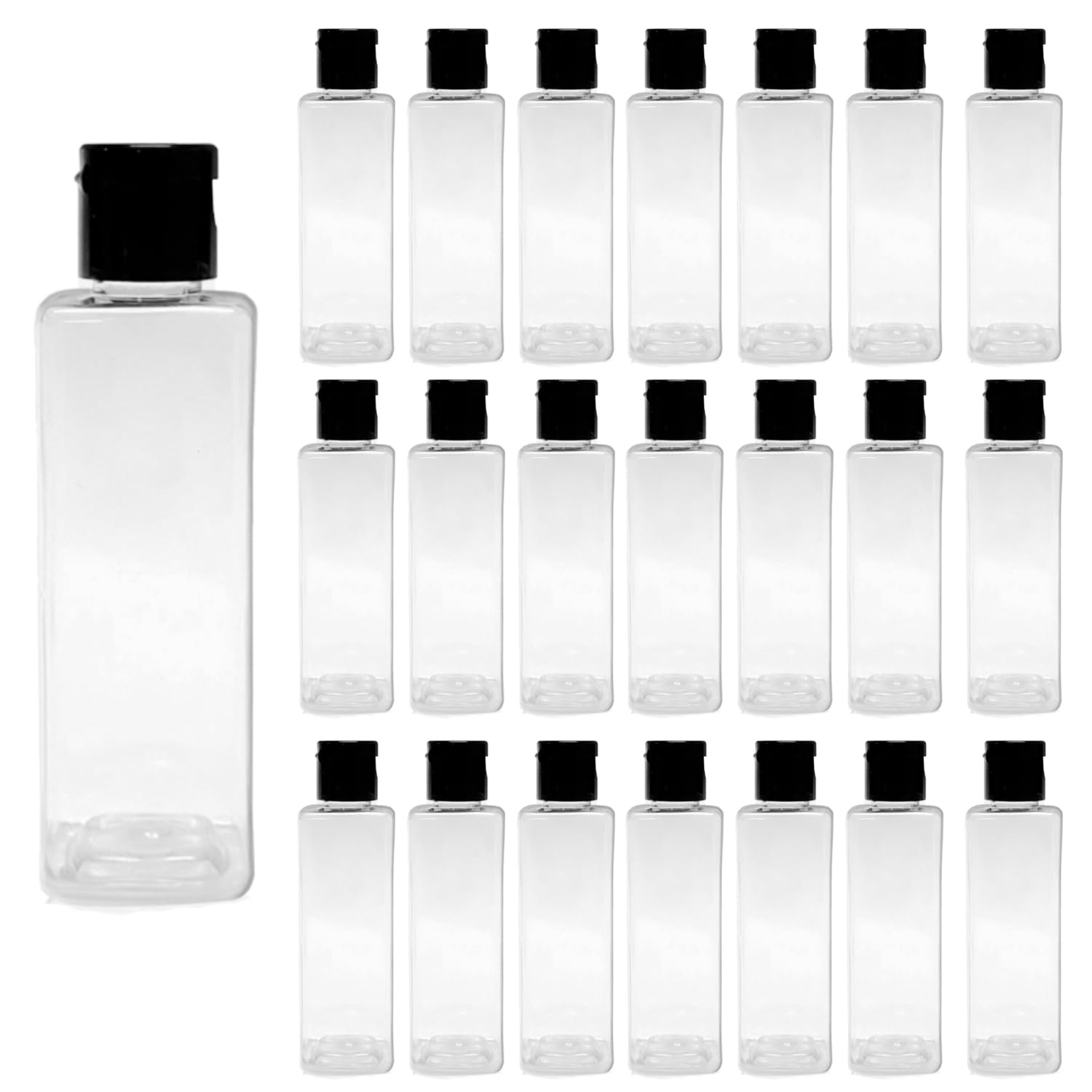 200ml Empty Clear Square Bottle with Black Flip Top Cap,Multipurpose Reusable Container for Hair Oils, Shampoo, Conditioner, Lotion, Medicated Oil and Sanitizer (PACK of 25)-image-18