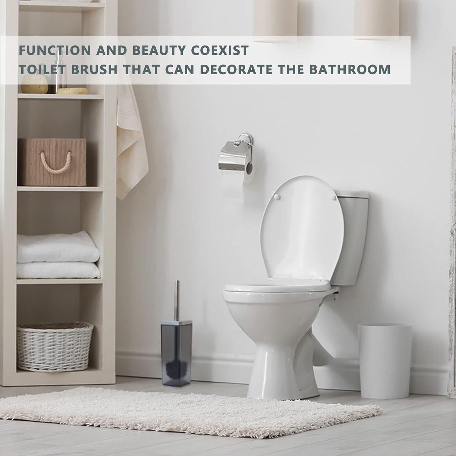 Pilipane 7Pcs/Set Plastic Bathroom Accessory Grey Toothbrush Holder Soaps Tray Toilet Brush Toilet Brush and Holder Kit for Home Hotel