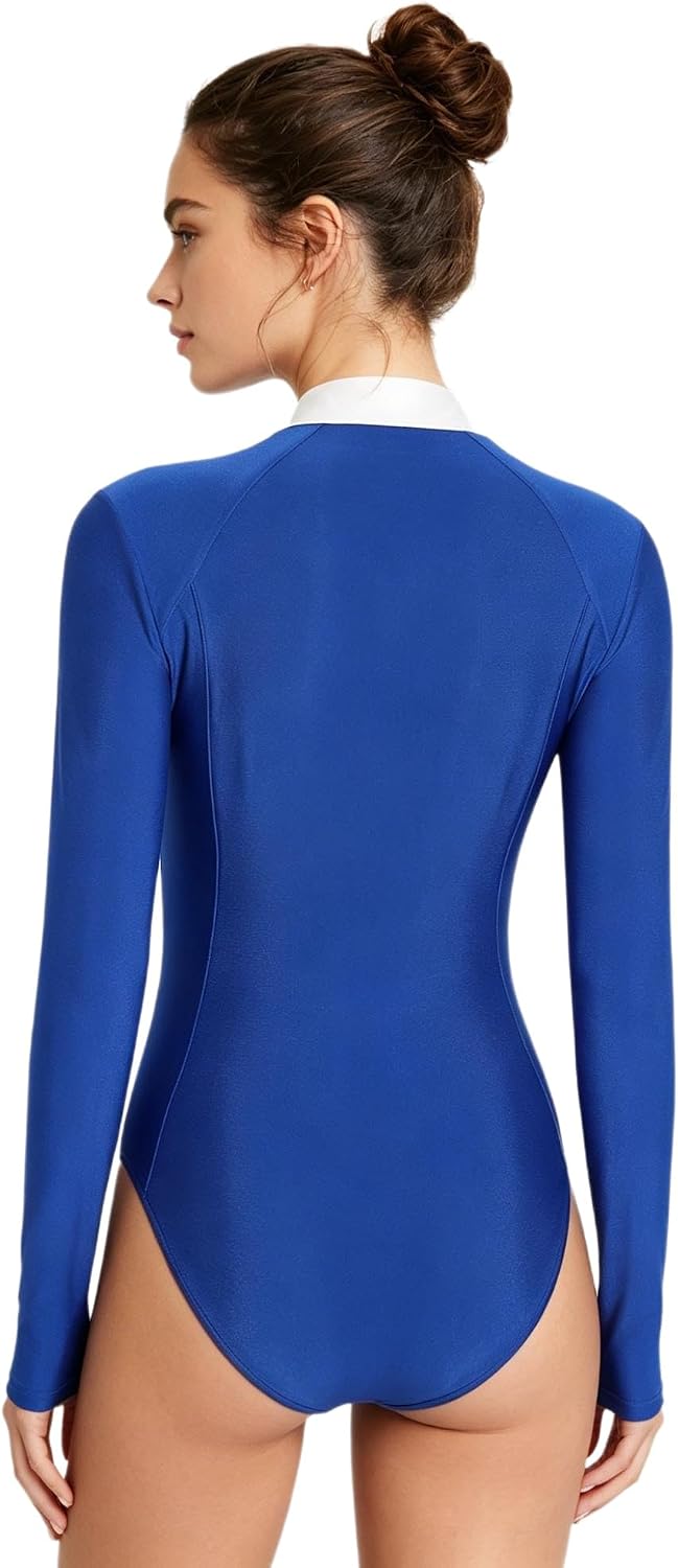 Horse Riding Leotard for Women Long Sleeve Rider Tops Half Zip Botton Crotch Equestrian Show Shirt