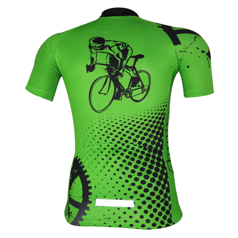 Aogda Cycling Jerseys Men Bike Shirts Breathable Short Sleeves Tights Suit Biking Bib Shorts Bicycle Jacket And Pants (Green Jerseys, XL)