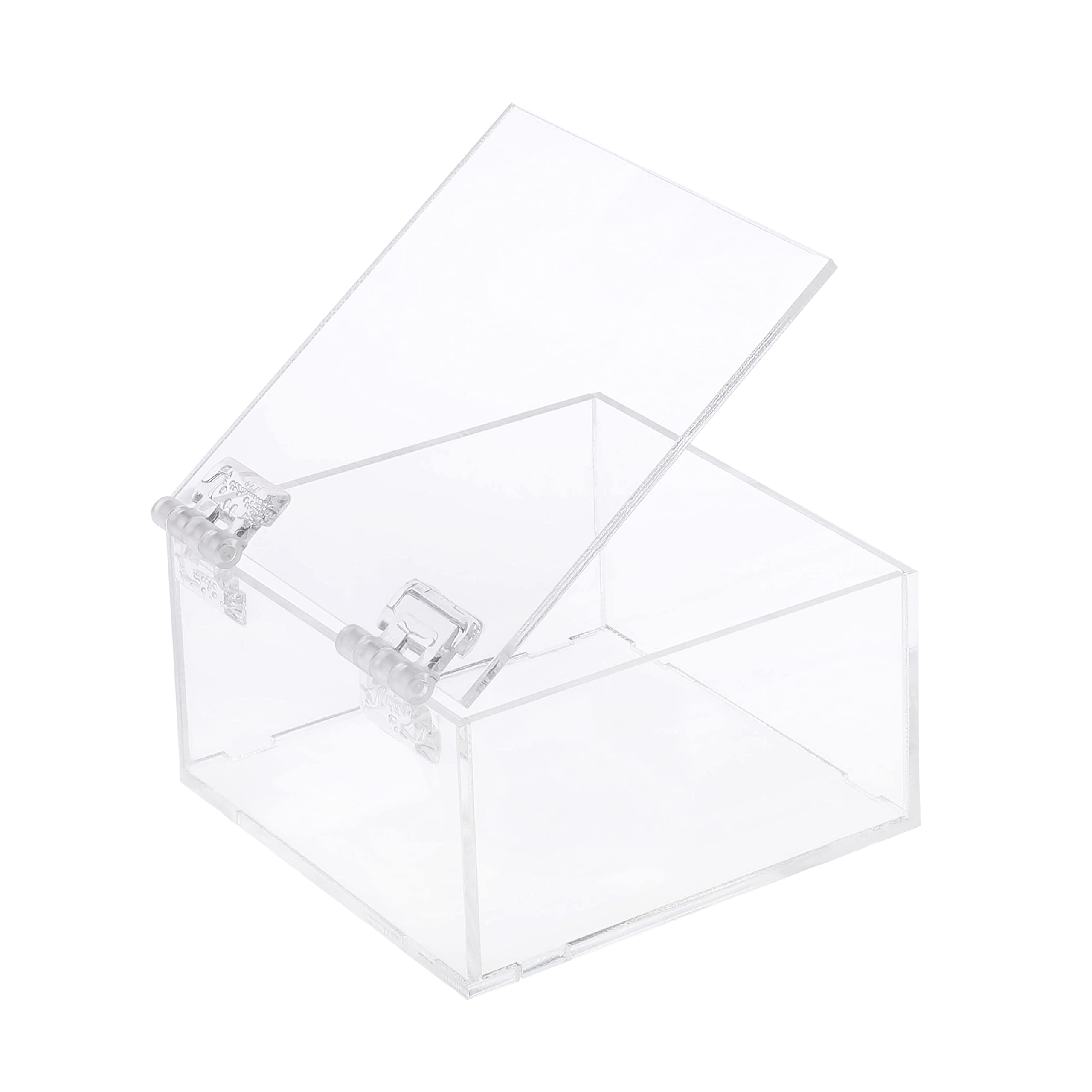 LAMSIT IBDAA Acrylic Box - Fluorescent Display Box with Hinges – Gift Showcase for Collectibles, Jewelries - Dustproof Protection Storage (10x10x5 cm, Clear)