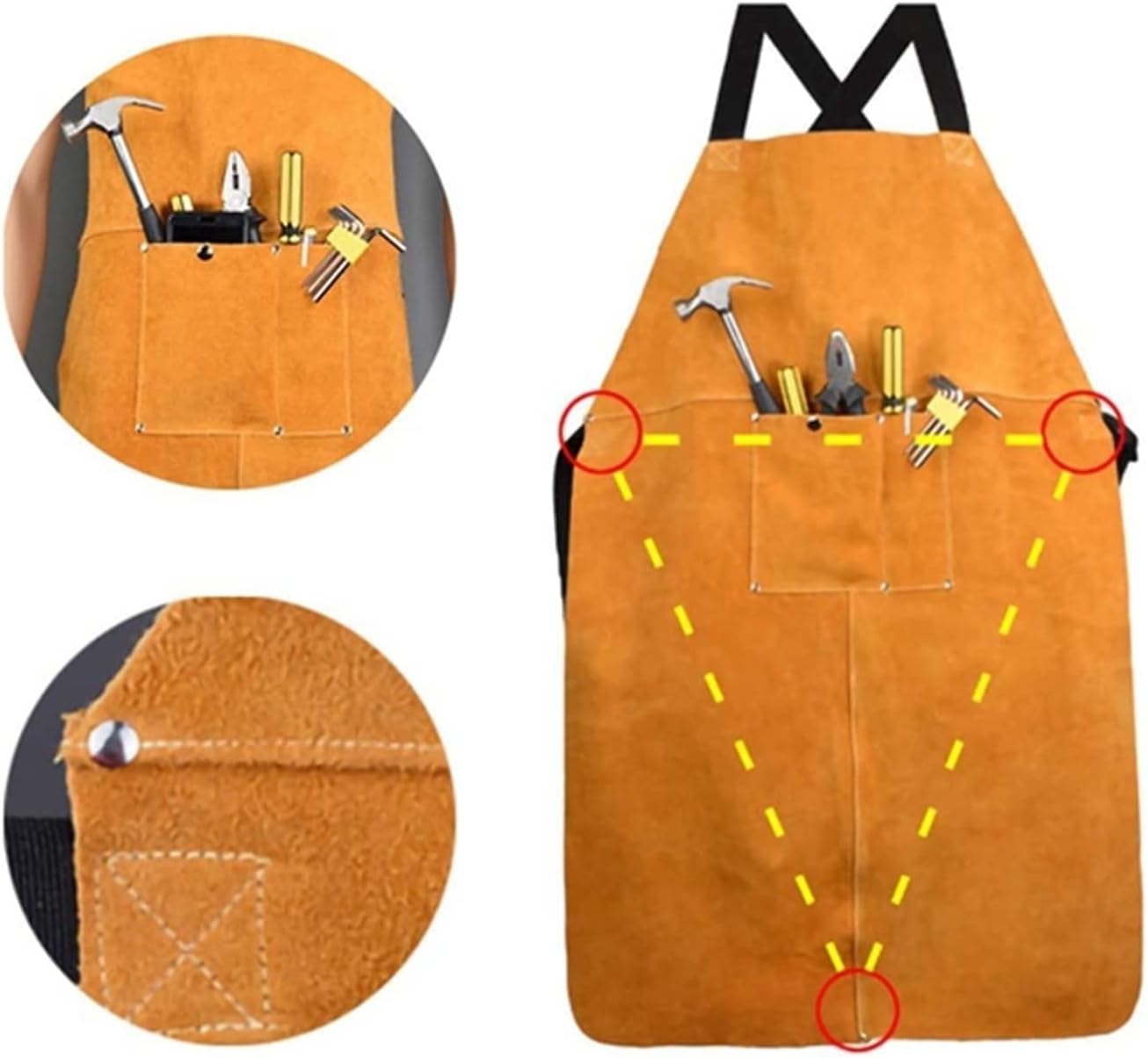 Leather Welding Work Apron,Heat&Flame Resistant, Protective Clothing or Safety Apparel for Blacksmith,Woodwork/Home Improvement/Heavy Duty Work (Color : A, Size : 90cm*60cm)