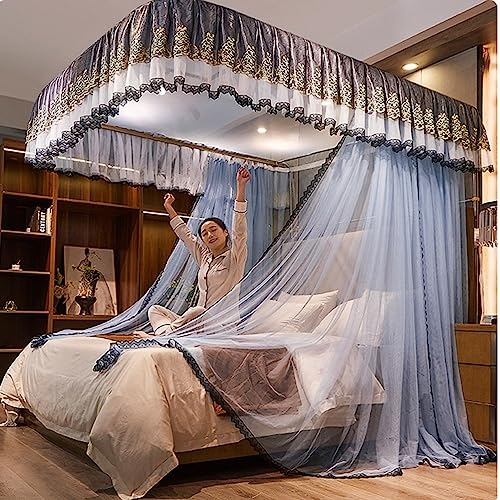 Mosquitera con dosel para cama cortina decorativa dormitorio 180x220 azul 3