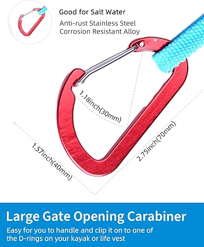 Miniatura 6 de OCEANBROAD Correa de remo de kayak estirable con cuerda de lanyard para SUP, kayak, botes, canoa, caña de pescar, 4-7 pies