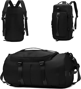 ZUEVI 3 In 1 Backpack Travel Duffle Bag for Men Women with Wet Pocket and Shoe Compartment Waterproof Gym Backpacks for Weekender Sports Training Yoga Black