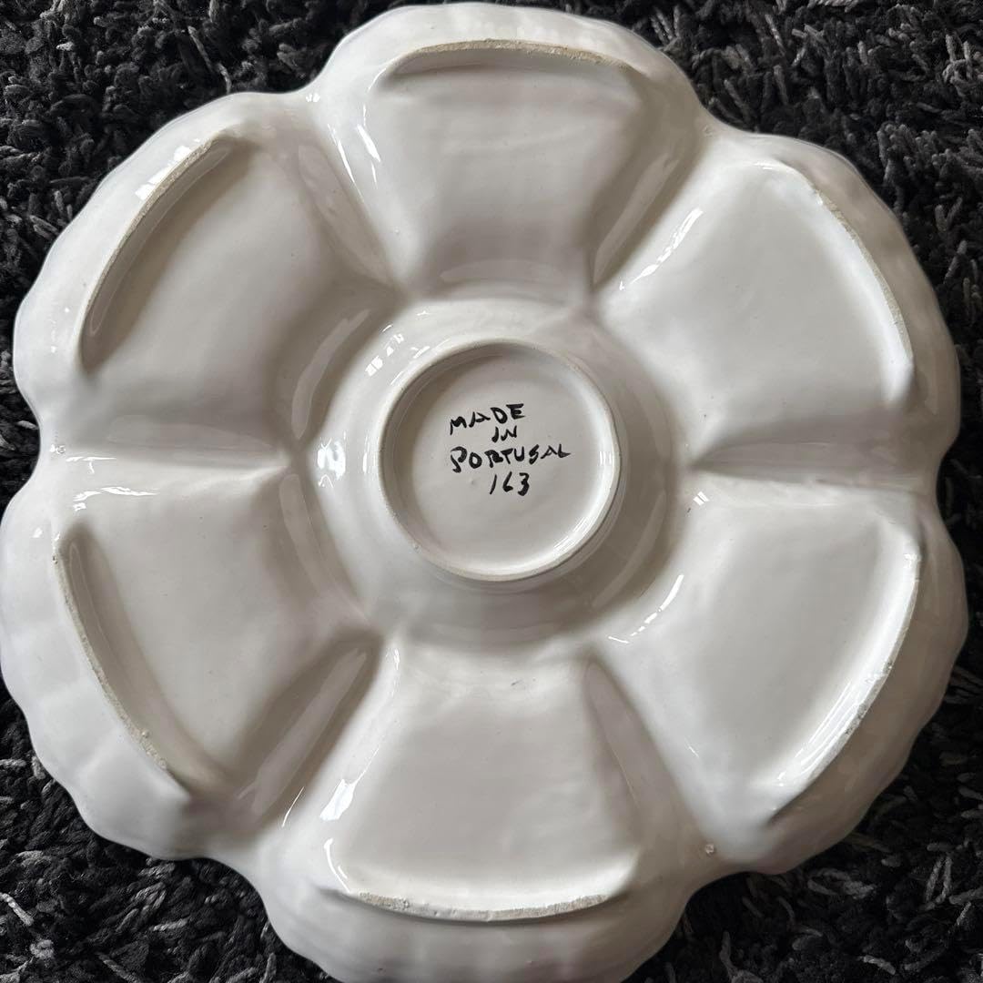 ポルトガル製 アンティーク手描き花柄セラミック皿オードブルプレート