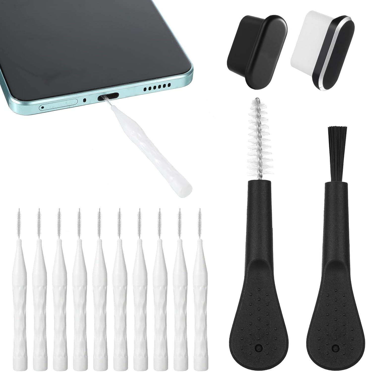 16 Pack Phone Charger Port Cleaner Kit, Anti-Clogging Mini Brushes Cleaner, Reusable Speaker Cleaning Tool, Multifunctional Mini Cleaning Dust Remover Tools for Phone Headphones Tablet Computer Camera