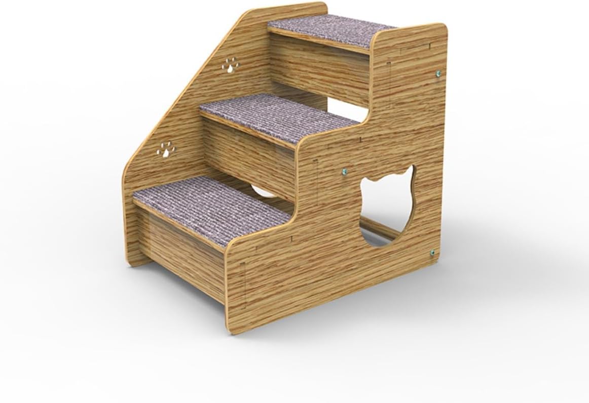 fancyflyペットタラップ高齢猫ペット犬ベッドタラップソファタラップ犬階段木製テディ猫階段 (D)