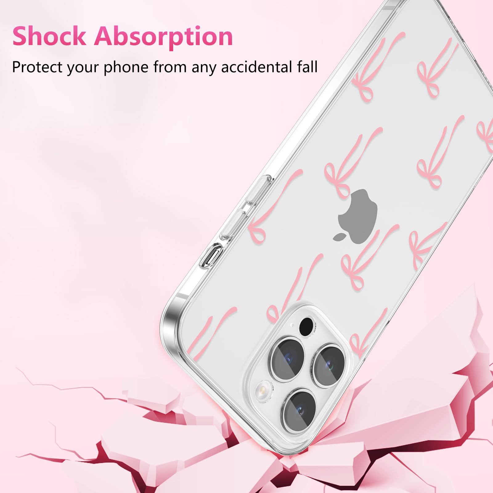 IPhone 16 Pro Shockproof Ribbon Bowknot Clear PC Case For IPhone 16 Pro, Beige - View #11