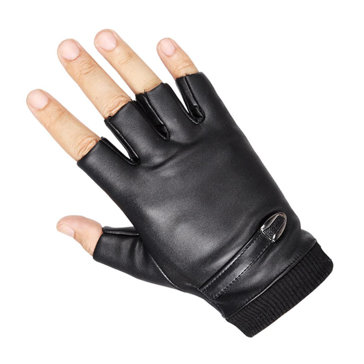 Unisex Fahrradhandschuhe Winterhandschuhe Motorradhandschuhe Fahrhandschuhe Herren Reithandschuhe Handschuhe Aus Pu-Leder Halbe Finger Kurze Handschuhe Black