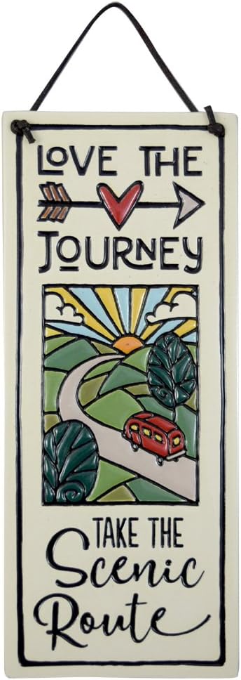 Love the Journey, Take the Scenic Route - American Made Ceramic Quote Plaque, 8.25-Inches