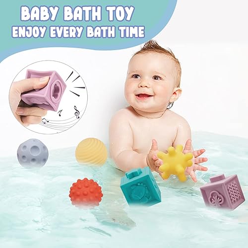 Miniatura 7 de Bloques apilables suaves para bebé juguetes sensoriales Montessori 3 en 1 para bebés de 0 a 3 a 6 a 9 a 12 meses, bloques de construcción, bolas