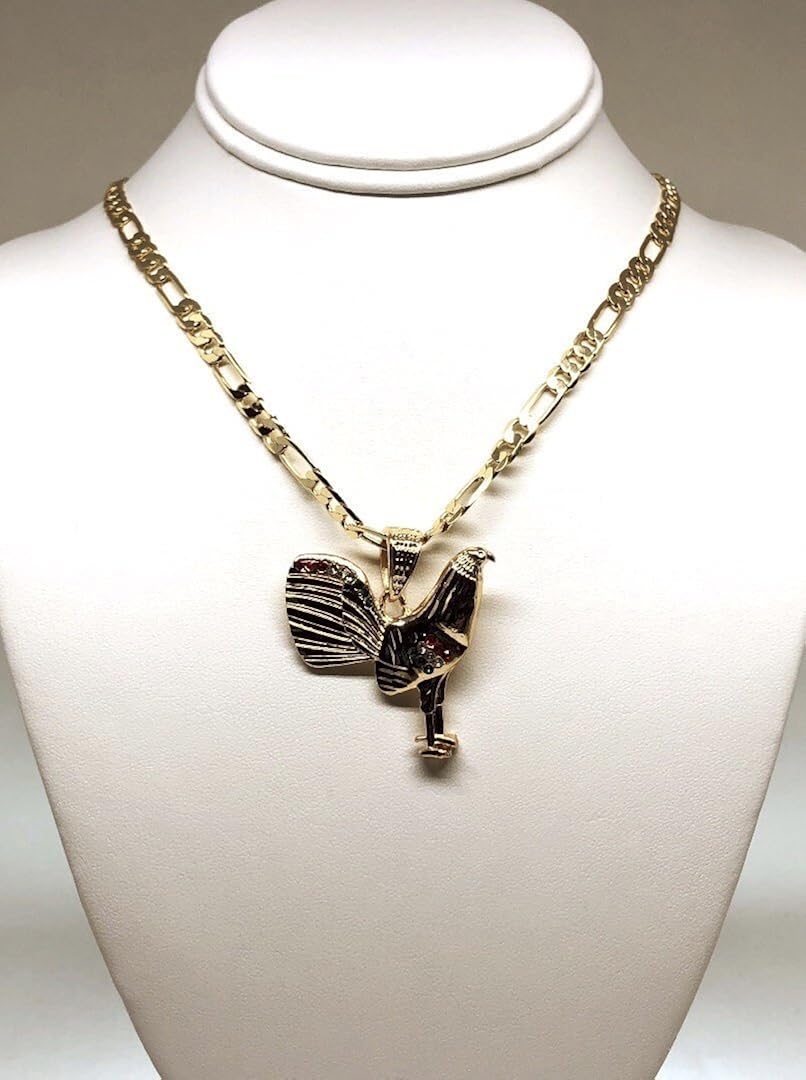 Miniatura 8 de Colgante de gallo de pollo chapado en oro Figaro 26 0197in Gallo Medalla Oro Laminado