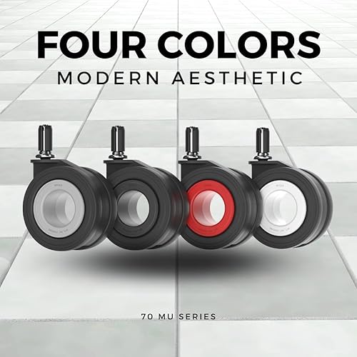 Miniatura 4 de Enso Motion - Ruedas giratorias de repuesto para silla de oficina, serie 70 MU, color rojo (juego de 5)