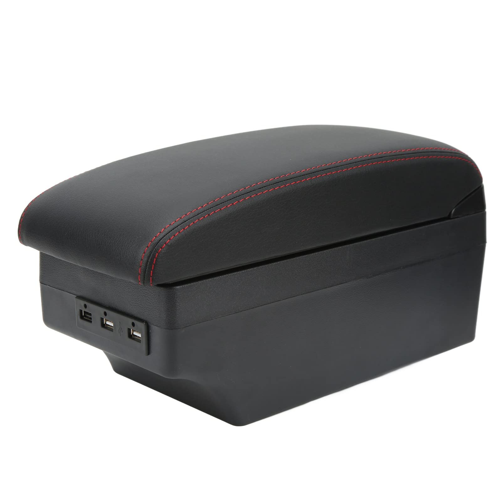 Keenso Portabicchieri Console Centrale in ABS e Pelle PU, Organizer | Scatola per braccioli Scatola portaoggetti per console centrale in ABS e pelle PU con 7 porte USB Organizzatore interno di