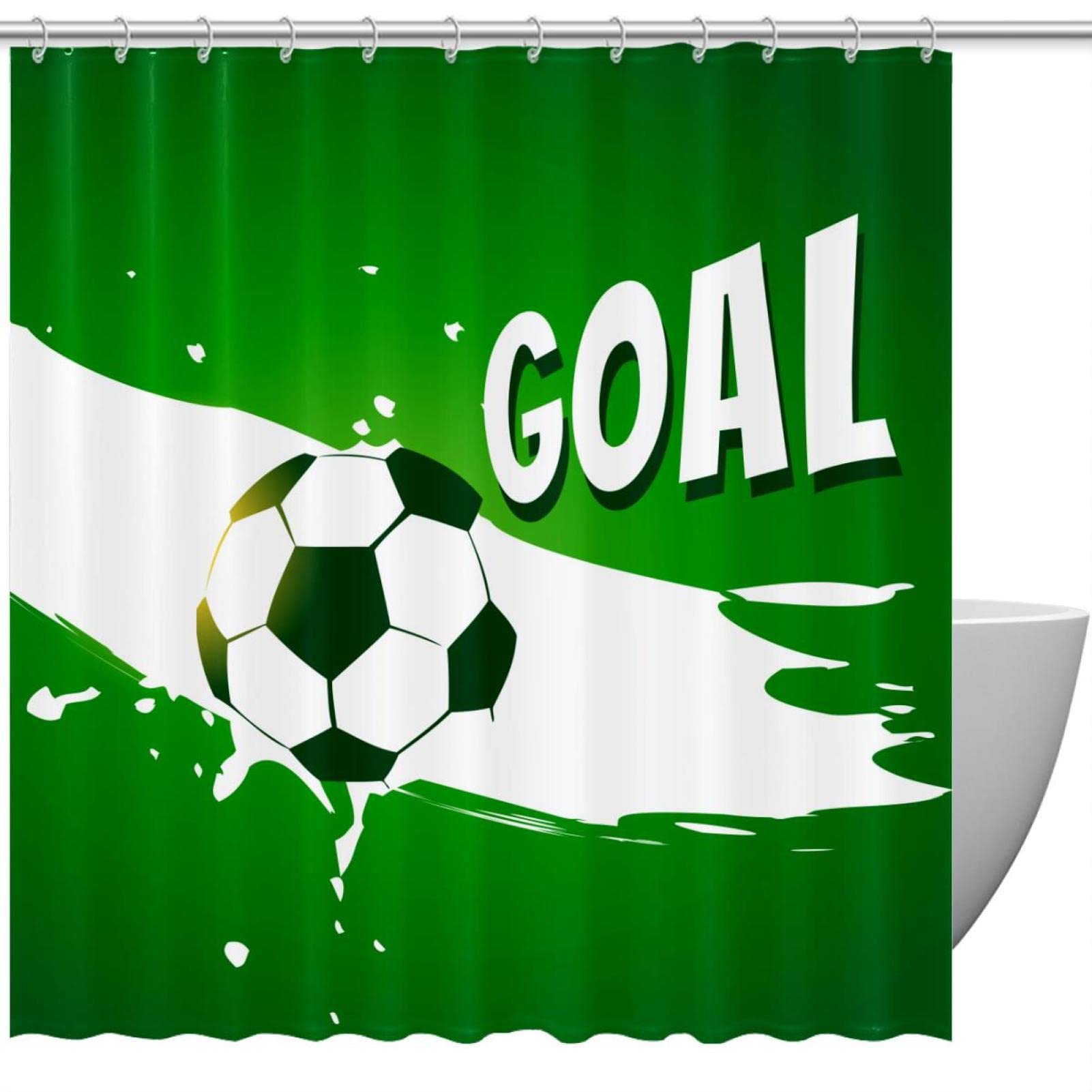 Rideau de douche pour salle de bain anti éclaboussure motif football abstrait