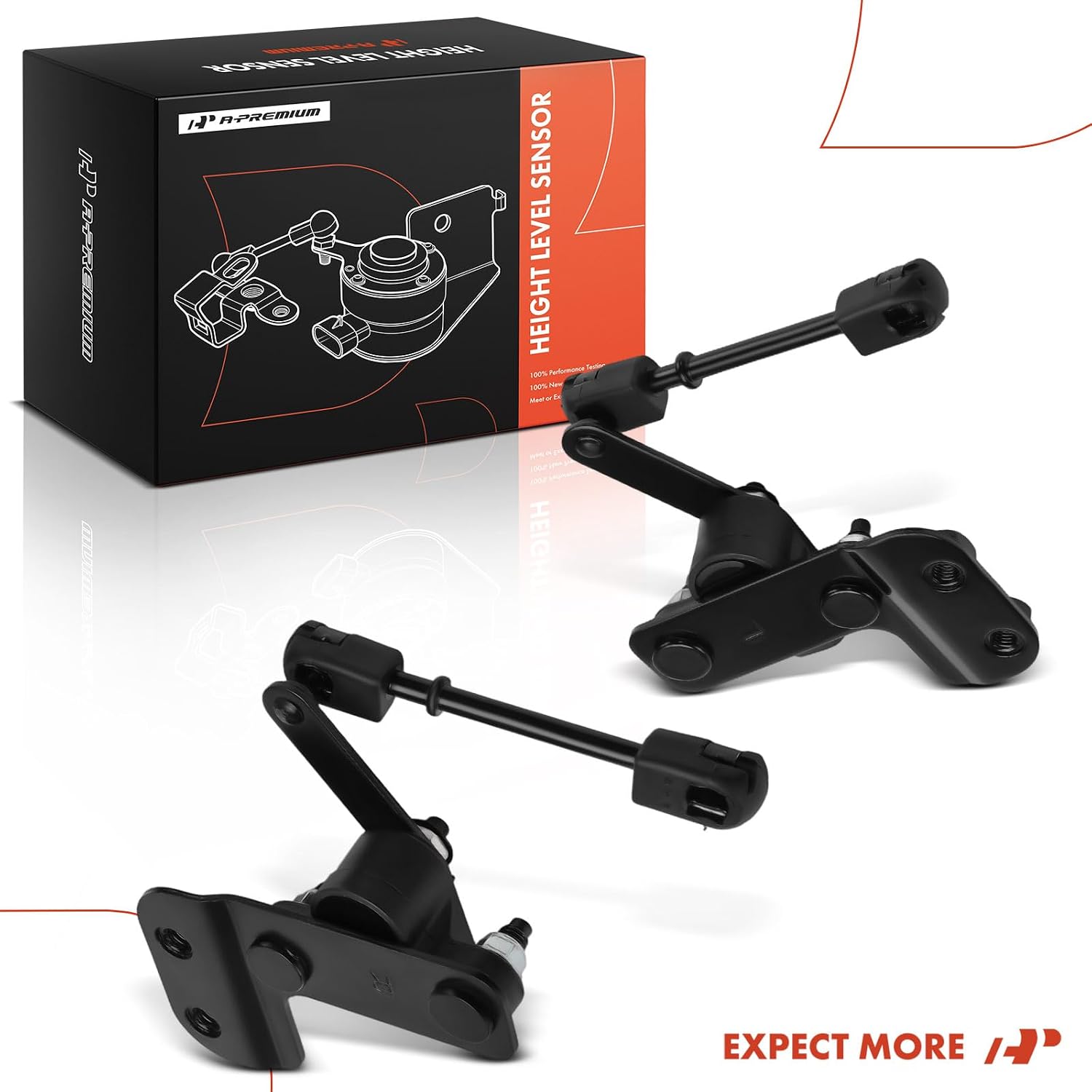 A-Premium Ride Height Level Sensor Compatible with Lincoln Navigator 2004 2005 2006, Front Driver and Passenger Side, 2-PC Set