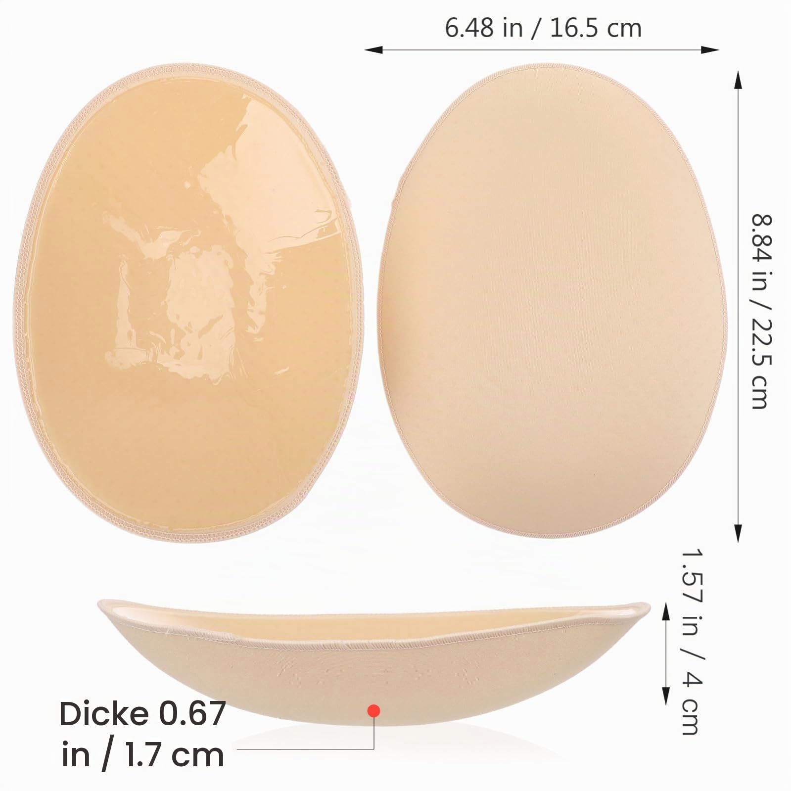 COLLBATH Selbstklebendes Silikon Hüftpolster Für Damen Wiederverwendbare Po Push-up Pads Mit Weichem Baumwollbezug Formt Weibliche Kurven Ideal Für Büro Und Alltag 22.50X16.50X4.00Cm