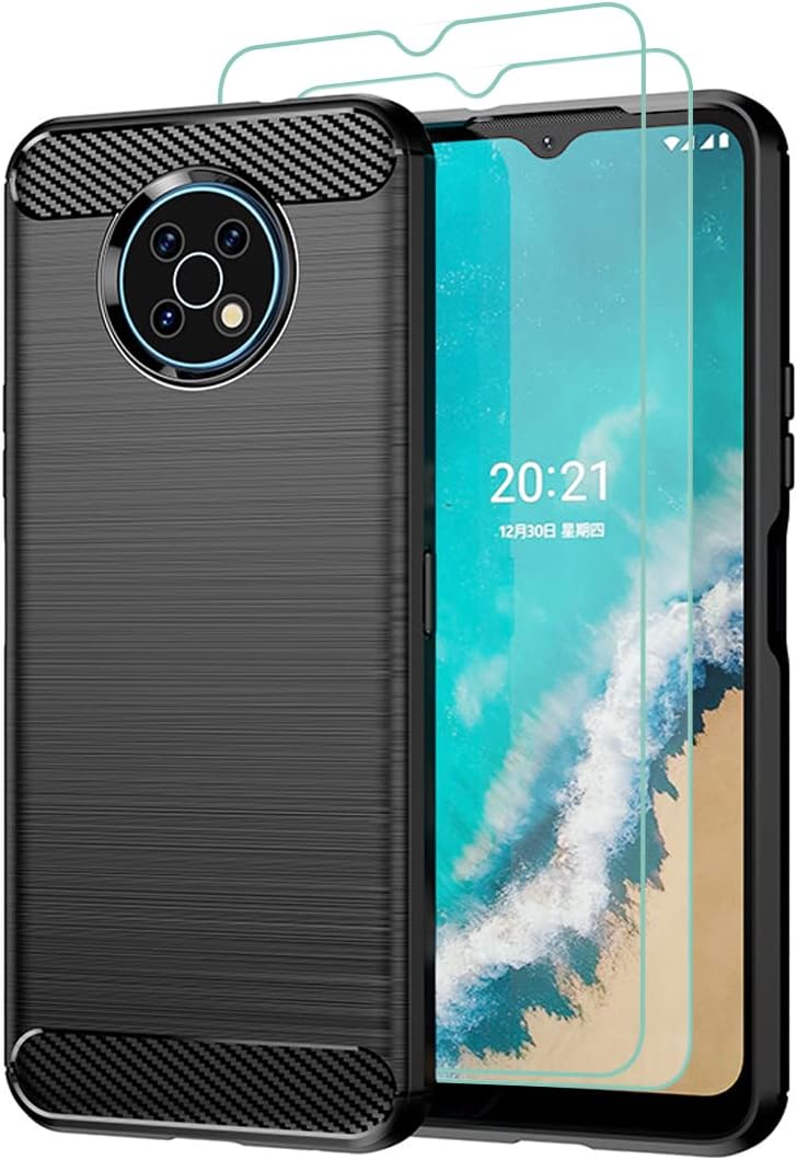 Nokia G50 Case,Osophter Nokia G50 5G Phone Case with 2 Screen Protectors Shock Absorption Flexible TPU Rubber Protective Phone Cover for Nokia G50 5G (Black)