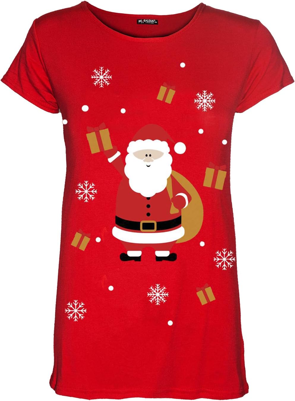 Fashion Star Womens Cap Sleeve Xmas Christmas Printed Basic Tees Casual T Shirt Top
