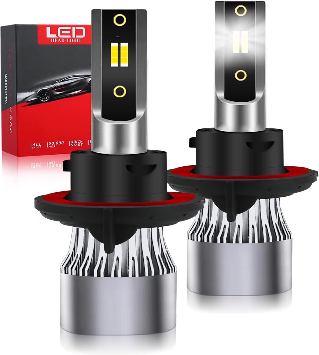 9008 H13 LED Headlight Bulbs High Low Beam 120W 15000LM,CROSSPASSION H13 9008 LED Headlight Bulbs Conversion Kit 6500K Cool White,500% Super Bright,Plug and Play