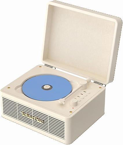 Reproductor de CD portátil con Bluetooth 5.2, batería recargable y altavoces integrados, diseño de maleta retro de alta fidelidad para decoración
