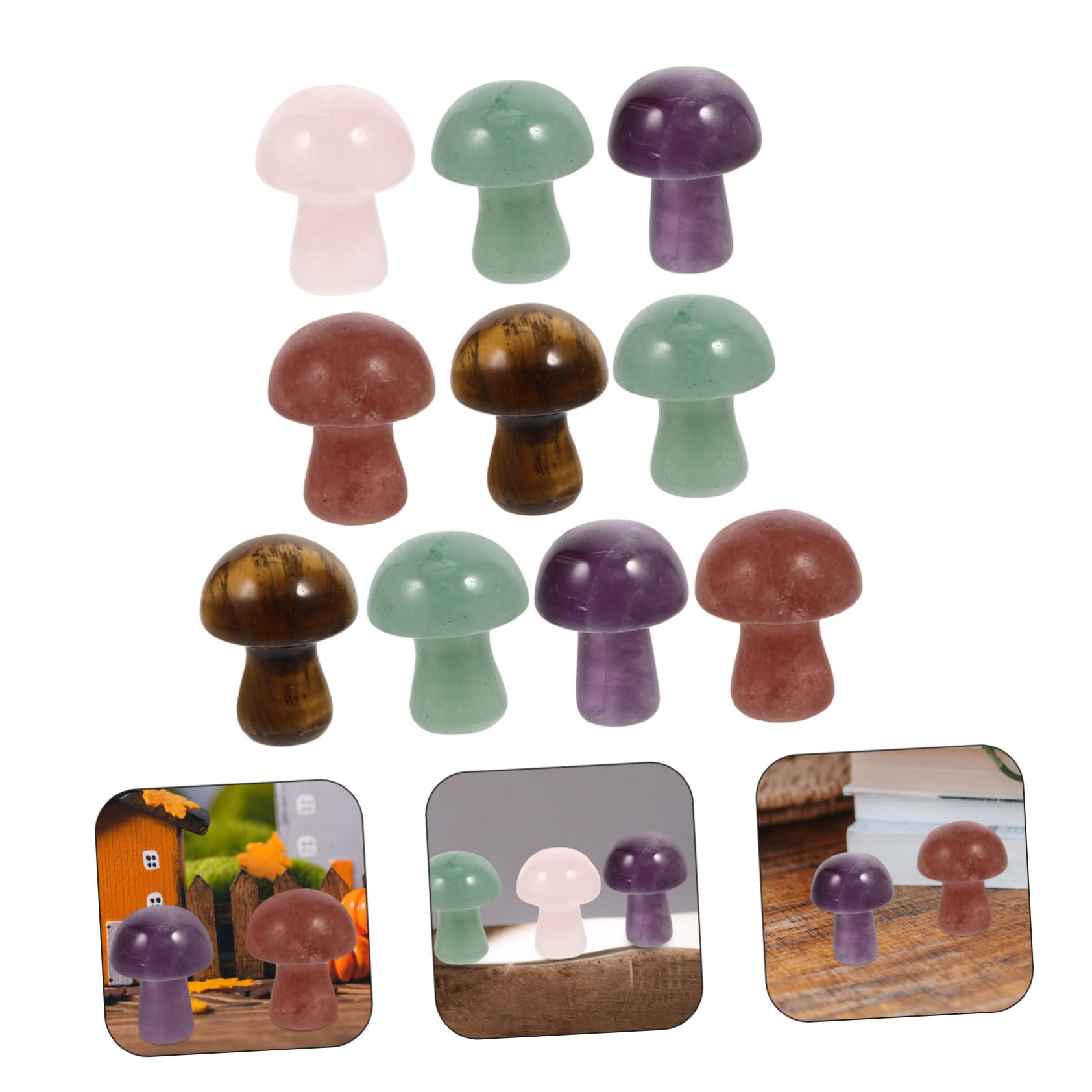 Abaodam 4 Sätze Kristallpilz Ornamente Naturstein Dekorationen Für Pflanztöpfe Märchenhafte Kristall Pilze Für Garten Und Wohnraumgestaltung Zufällige Farbe 10 Stück * 4