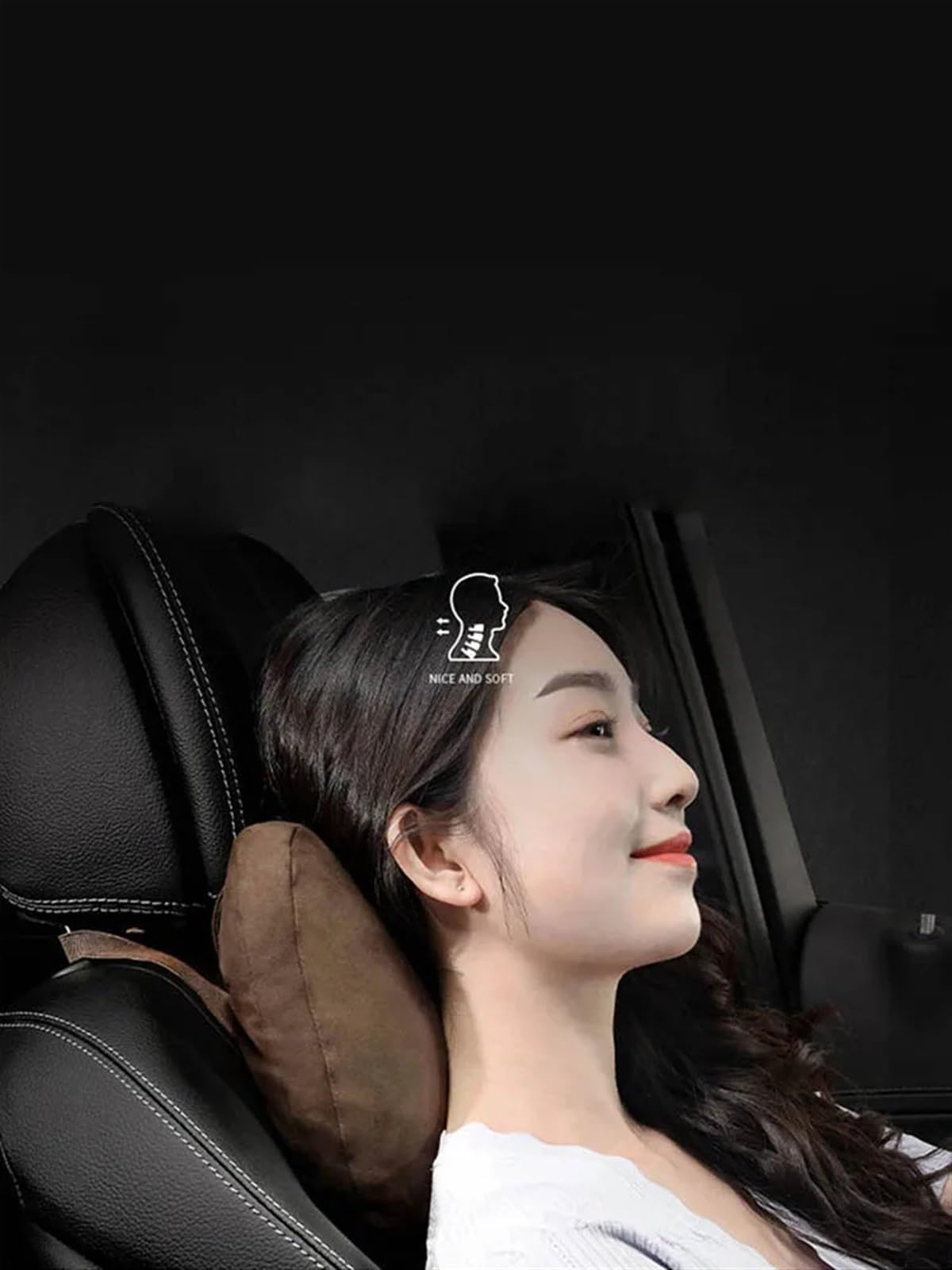 2pcs Car Headrest Neck Support Seat Design S Class Soft Adjustable Car Pillow Neck Rest Cushion (Color : Beige 2Pcs)
