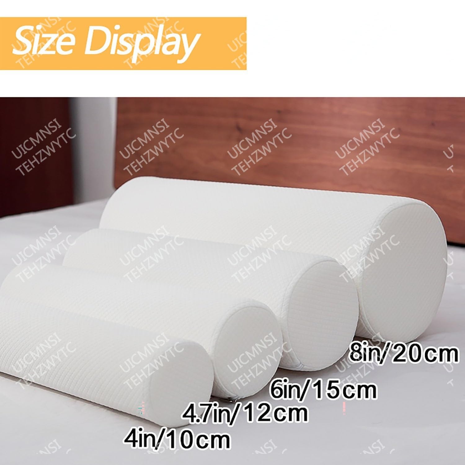 Oreiller de Coussin de Cylindre de Rouleau Cervical Rond for Tête Cou Pieds de Lit Dos Canapé Coussin(White,20x200cm)