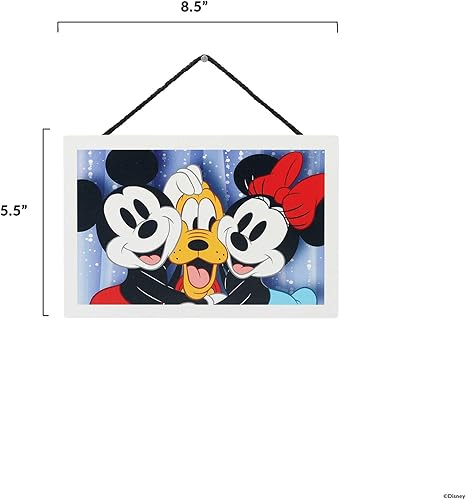 Miniatura 6 de Open Road Brands Decoración de pared de madera colgante de cabina de fotos de Disney  Bonito cartel de Disney con Mickey Mouse Minnie Mouse y Pluto