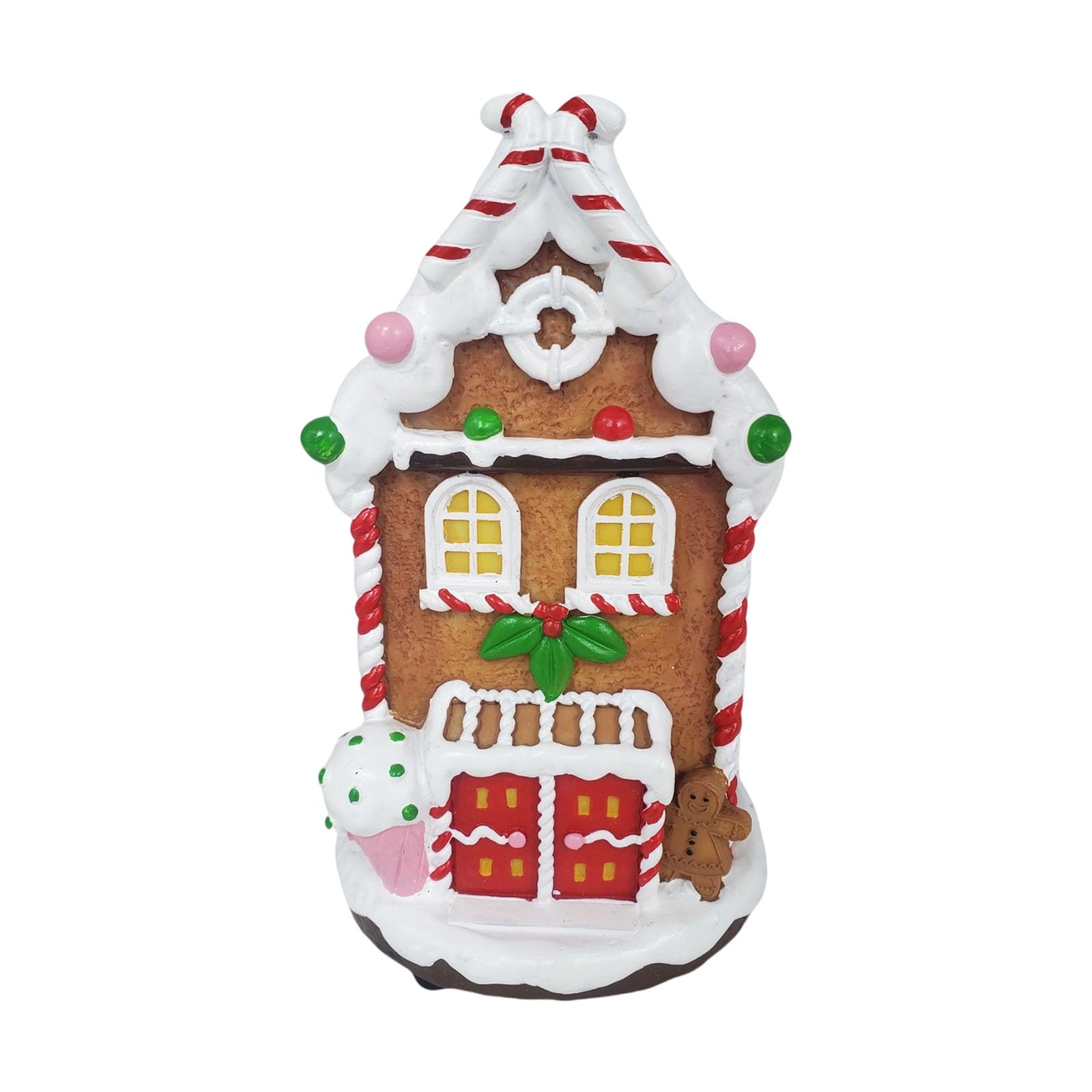 NVOQILIN Illuminated Resin House Desk Ornament with LED Light Miniature Christmas Cottage Sculpture for Holiday Centerpieces Holiday Tabletop Decoration