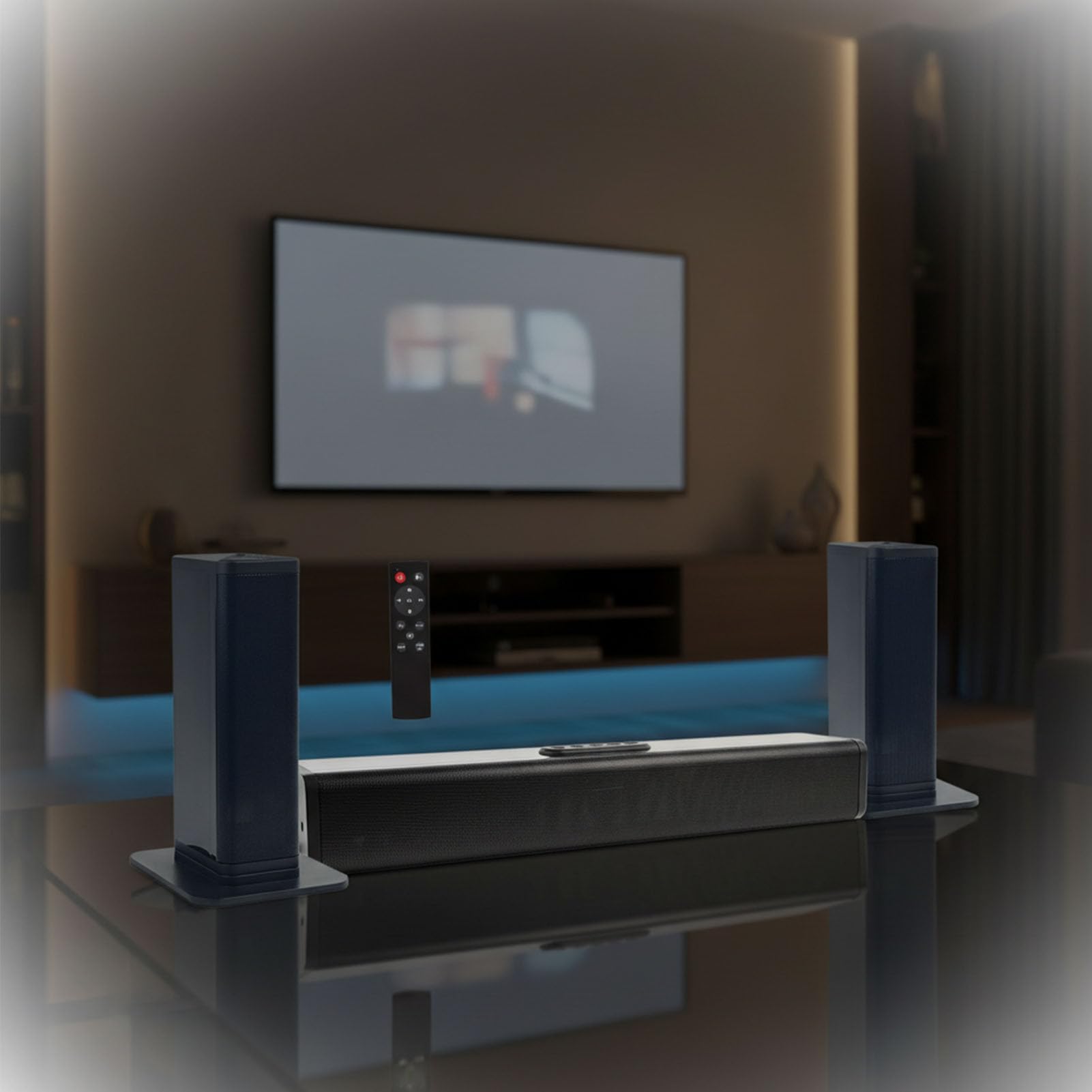 Annadue Głośnik Telewizora Soundbar Bluetooth Bezprzewodowy Głośnik Telewizora 3 W 1 Odłączany System Dźwięku Przestrzennego Kina Domowego o Mocy 100 W z Optycznym ARC AUX USB do (wtyczka UE)