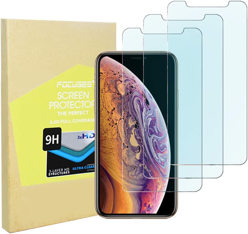 Screen Protector Japan Tempered Glass for iPhone Xs Max[Anti Blue Light] Anti-Glare Protective Screen Film Shield Cover Saver iPhone Xs Max[3D Touch][3pack] 2.5d/Full Coverage/Case Friendly/Focuses