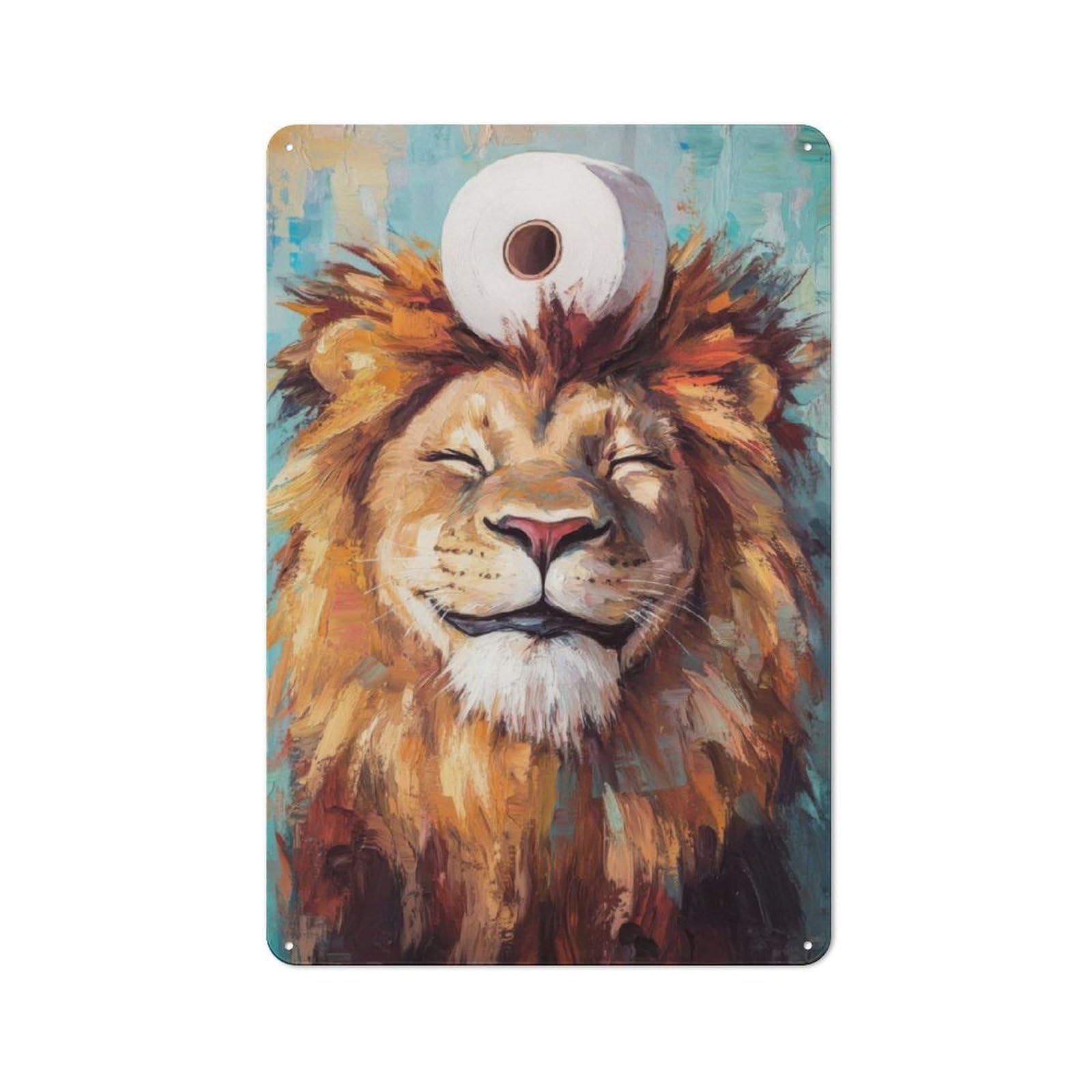 Junmoney Lion With Toilet Paper 30X20cm Retro Metal Plaque With For Garage Or Workshop, Housewarming Present For People Styling Garage And Workshop