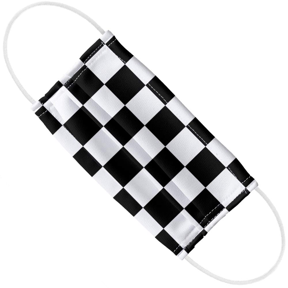 Black And White Checkerboard Pattern 1-Ply Reusable Face Mask Covering with Adjustable Nose Wire, Unisex