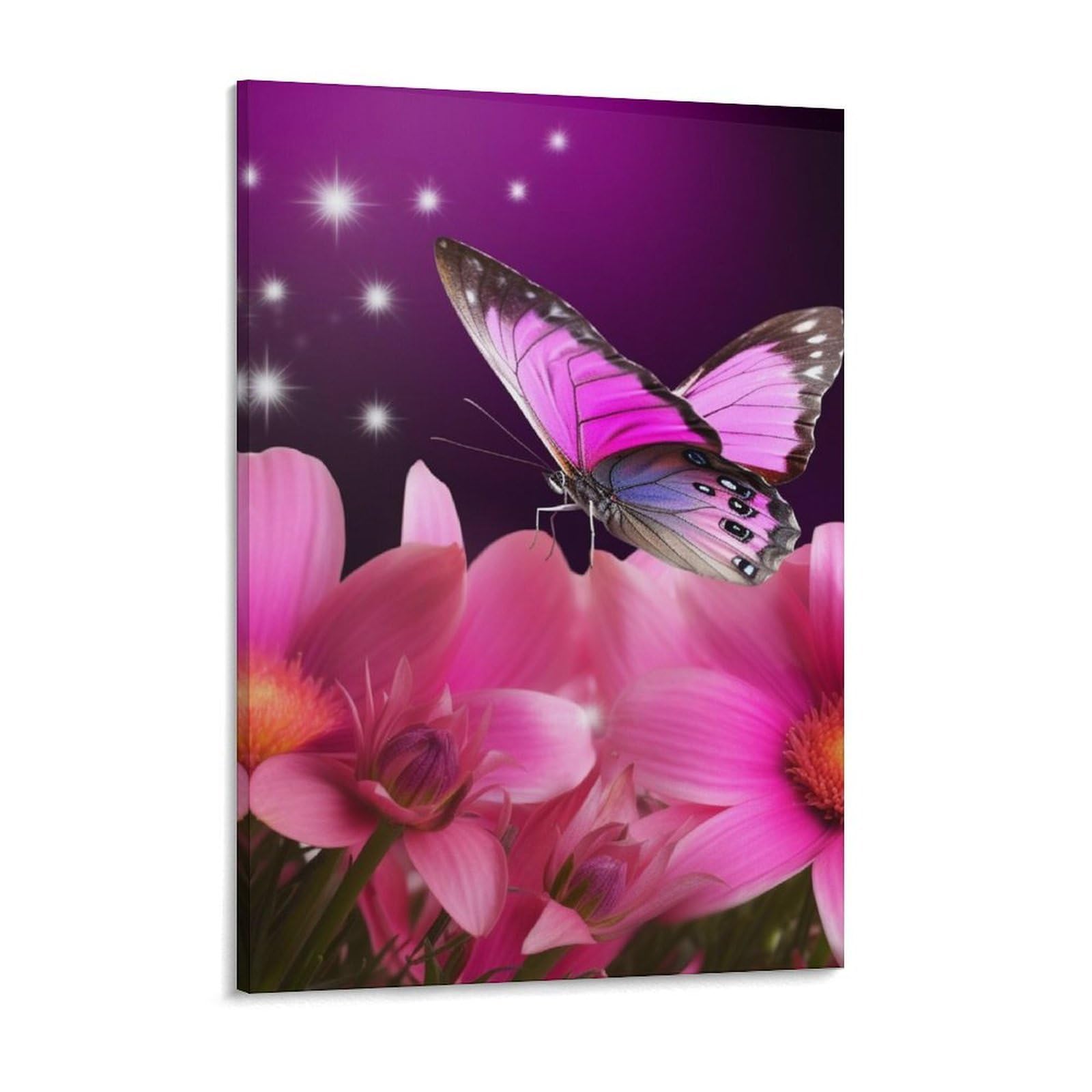 Flower And Butterfly Canvas Wall Art for Bedroom 18x24inch Canvas Prints Artwork for Walls Modern Picture Artwork Painting for Living Room Aesthetic Wall Paintings for Bathroom Kitchen Office