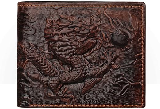 Mens Brown Wallet with Card Holder Dragon horizontal