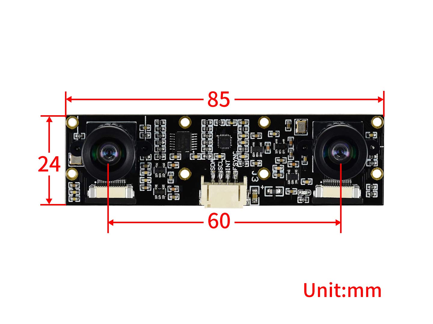 Waveshare Binocular Camera Module, Dual IMX219 8 Megapixels, for AI Vision Applications, Like Depth and Stereo Vision, Supports Jetson Nano Developer Kit B01/RPi CM3/CM3+
