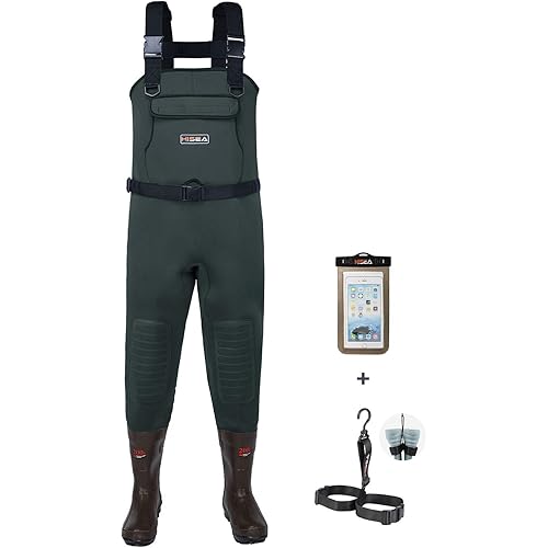 HISEA Neoprene Fishing Chest Waders for Men with Boots Cleated Bootfoot Waterproof Mens Womens Wader Fishing & Hunting Wader
