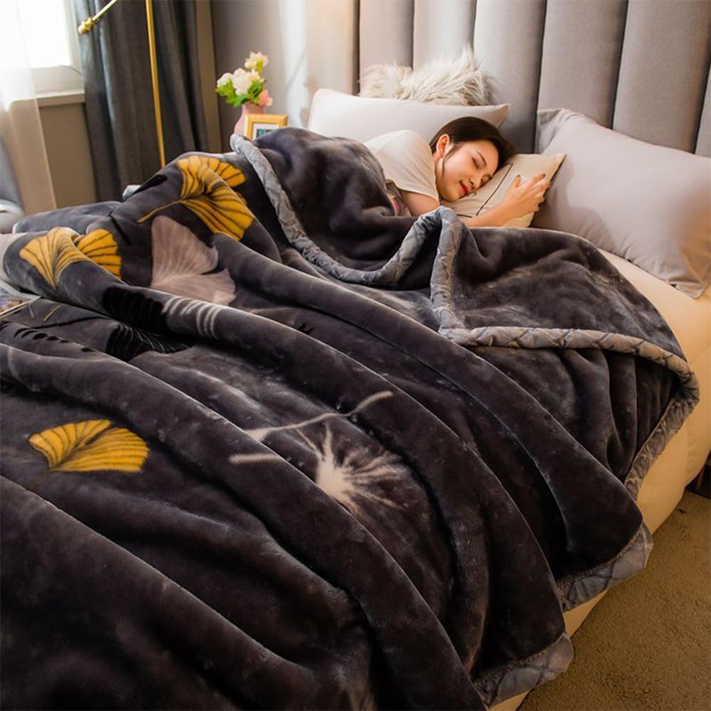 Korean Faux Mink Blanket, Plush King Size, Heavy 8 Lb Silky Soft Warm Blanket for Autumn Winter, 79x91in/200x230cm