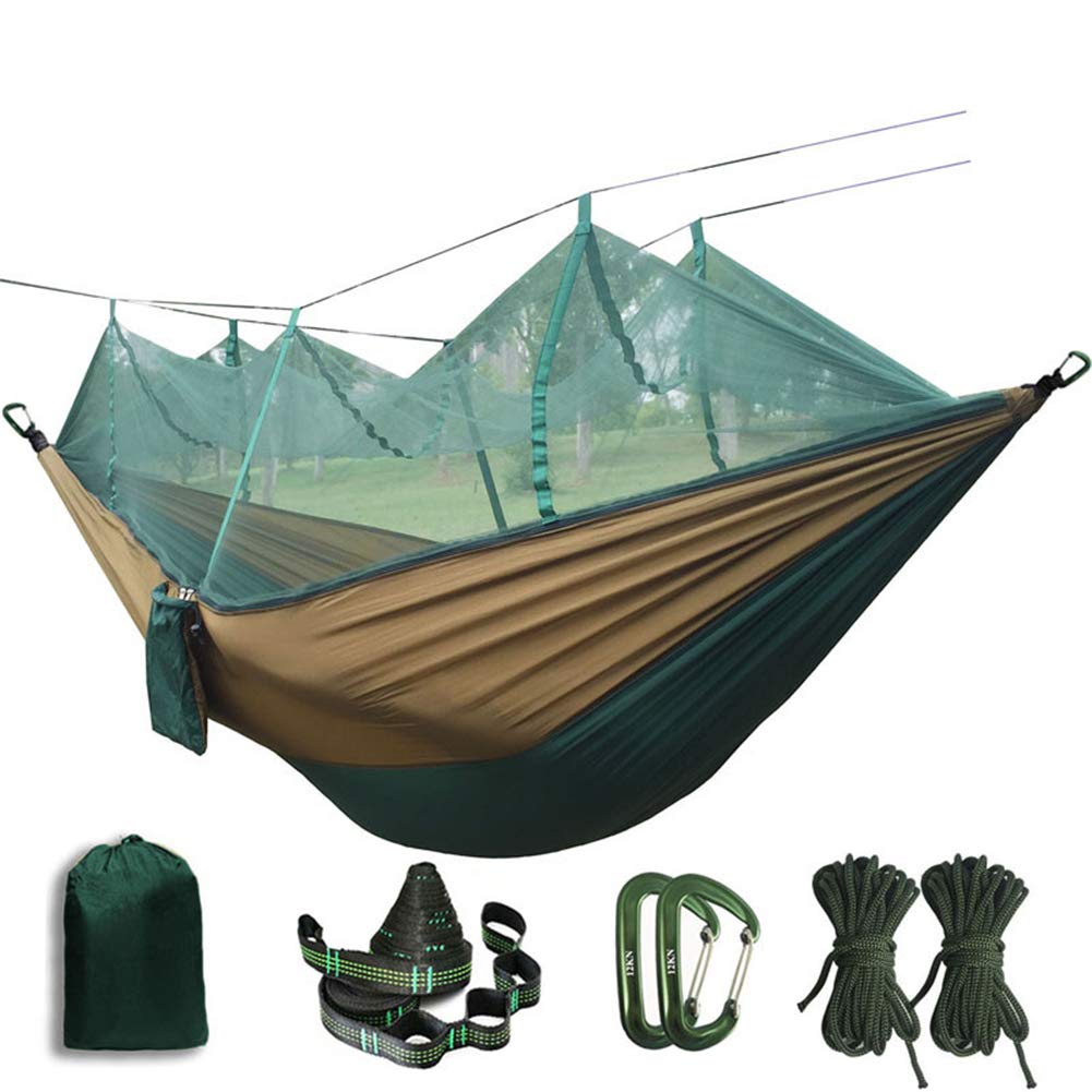 Hamaca mosquitera portátil, doble persona doblada en la bolsa Hamaca mosquitera Cama colgante para kits de viaje Camping,E