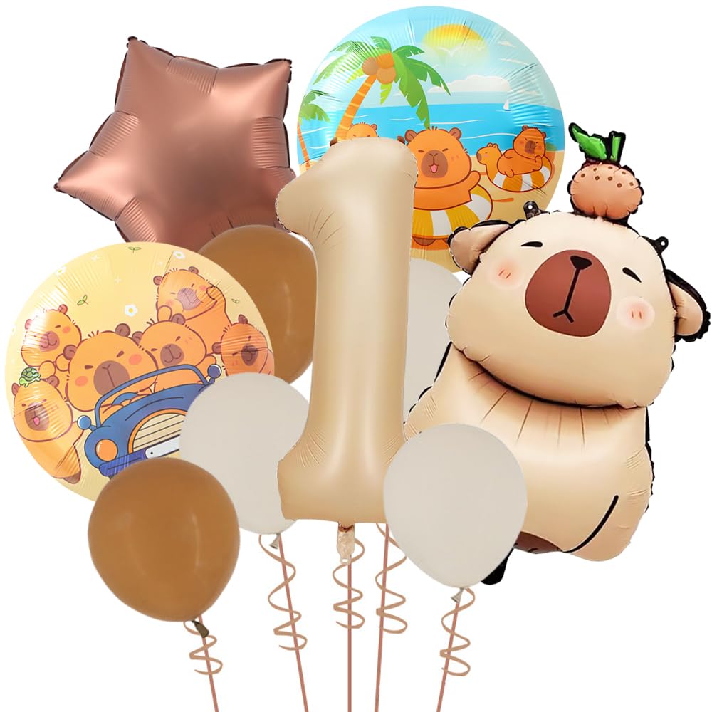 Palloncini Capibara In Alluminio - Confezione Da 12 Pezzi, Decorazioni Per Feste, Baby Shower, Compleanni Bambini