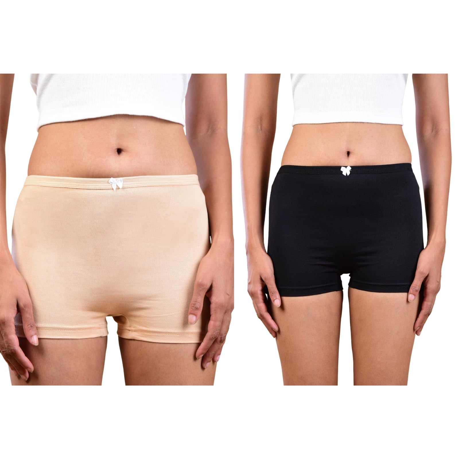 eloria Comfortable Boyshorts for Women & Teens - Skin Cotton Lycra | Stretchable, Seamless, and Ideal for Daily Innerwear Skin | Skin - Black | Size - L-picture-26