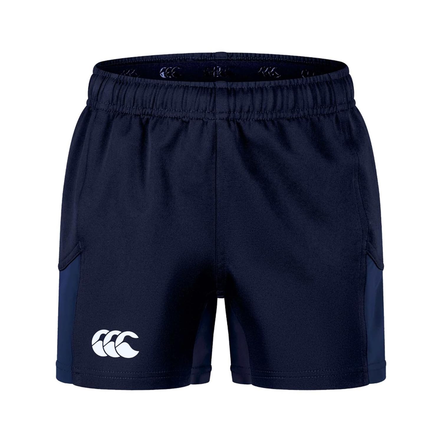 Canterbury Junior Unisex Advantage Rugby Shorts 2.0 | Elasticated Waist | CCC Logo Gym Shorts, Navy, 10