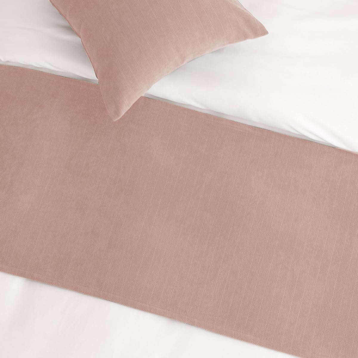 AMBERIS Bed Runner Single Layer Chenille Coral Pink, Modern Style Bed Scarves for Home Hotel Decorations (Pillowcases sold separately) - Image 3