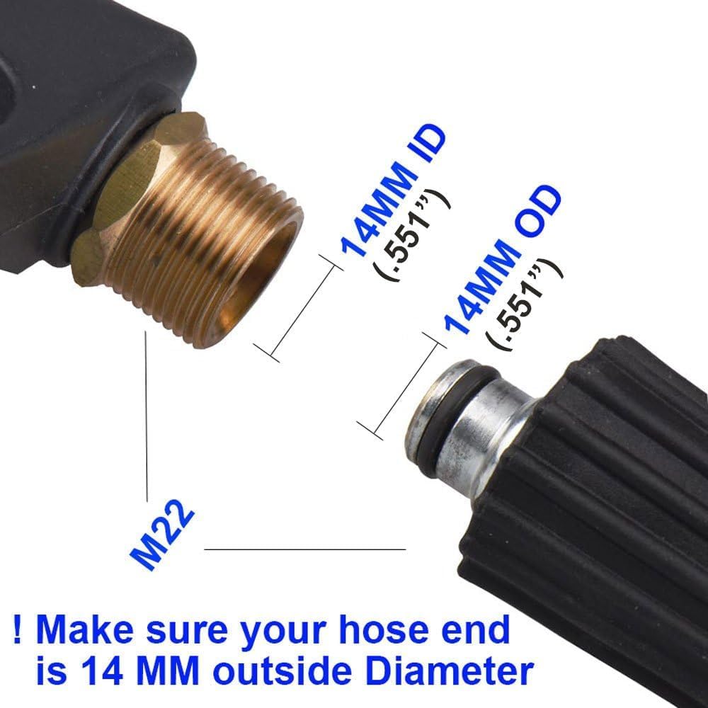 OPENDOOR Pressure Washer Gun,3000 PSI Max with 5 Color Quick Connect Nozzles M22 Hose Connector 3.0 TIP